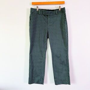 Banana Republic Navy Blue & Green Geometric Print Trouser Pants Size 4 Petite